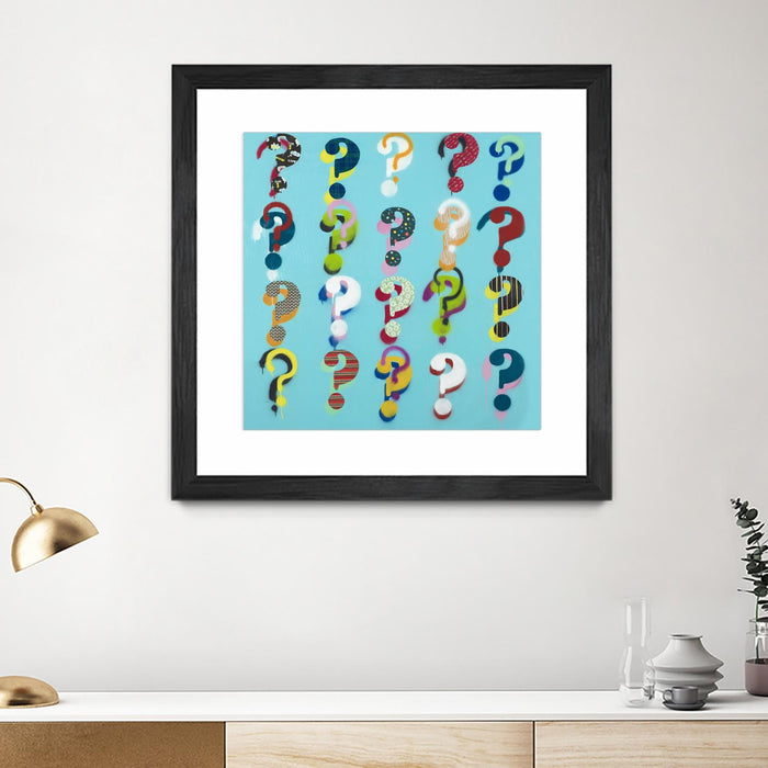 Œuvre d’art murale encadrée noire et mate « Pop The Question » 36 x 36