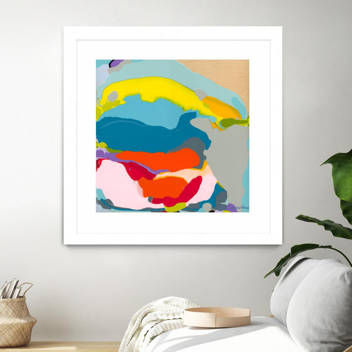 Œuvre d’art murale encadrée blanche et mate « Free Falling » 30 x 30