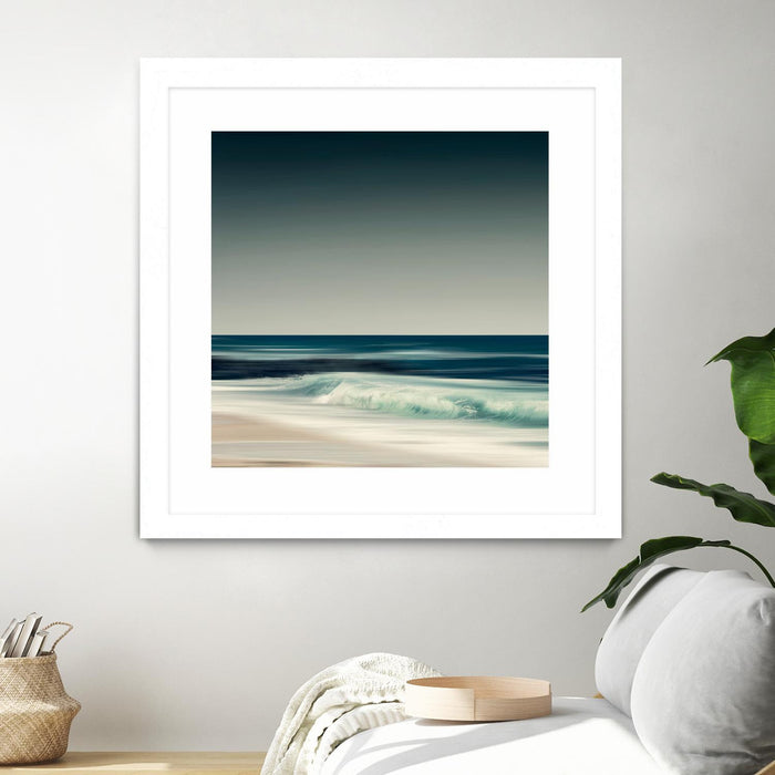 Œuvre d’art murale encadrée blanche et mate « Cristal Surf » 36 x 36