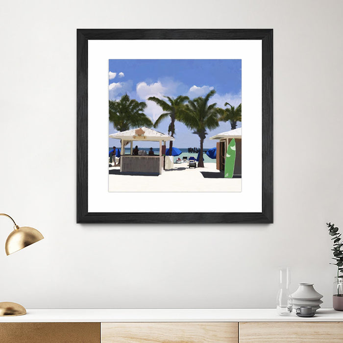 Œuvre d’art murale encadrée noire et mate « Key West Cabana I » 30 x 30