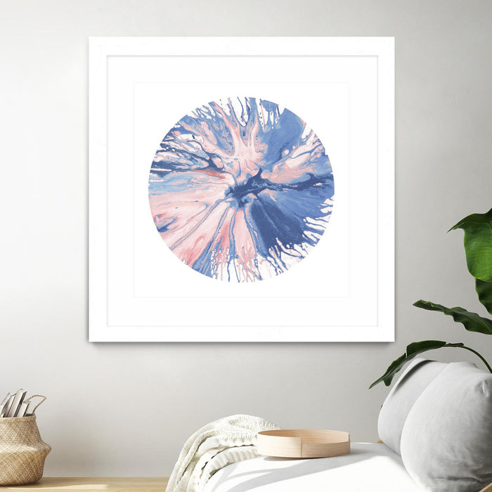 Œuvre d’art murale encadrée blanche et mate « Spin Art 21 » 36 x 36