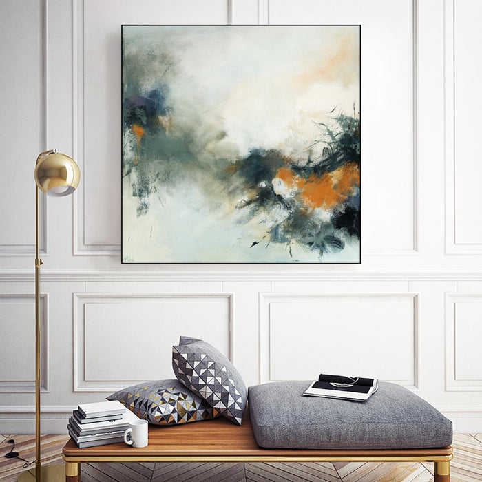 Œuvre d'art murale sur toile encadrée noire « Transition » 20 x 20