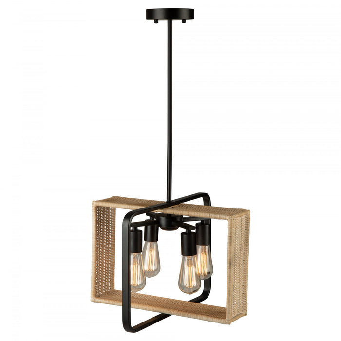 Luminaire suspendu Perris noir à 4 ampoules