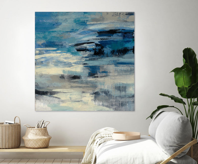 Œuvre d’art murale Giant Art « Indigo Wave » 54 x 54