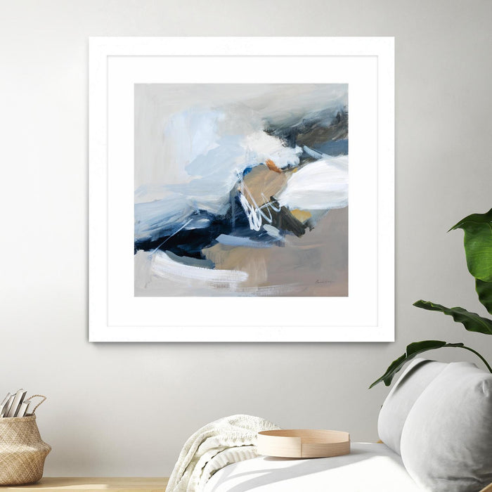 Œuvre d’art murale encadrée blanche et mate « Surfacing » 36 x 36