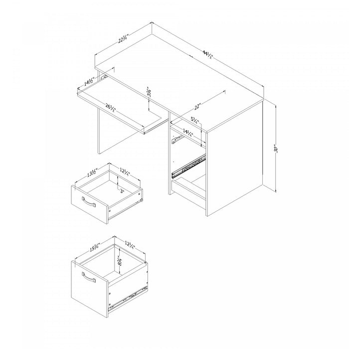 Bureau Tassio avec plateau pour clavier - chêne gris 