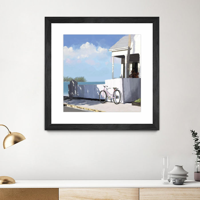 Œuvre d’art murale encadrée noire et mate « Key West Cabana Ii » 36 x 36