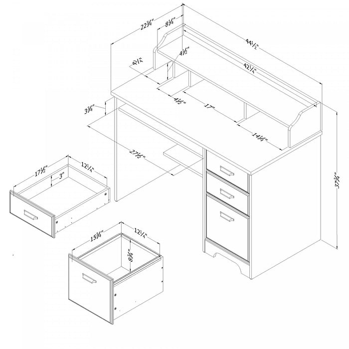 Bureau Versa avec crédence - noir antiqué