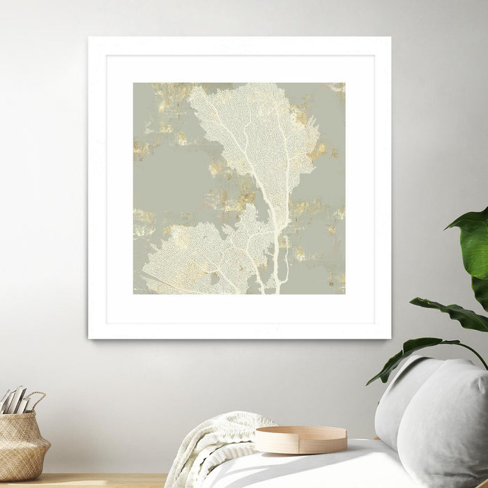 Œuvre d’art murale encadrée blanche et mate « Sea Coral Ii » 36 x 36