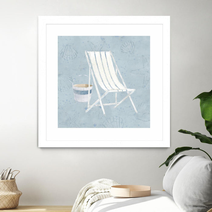Œuvre d’art murale encadrée blanche et mate « Serene Seaside Iii » 30 x 30