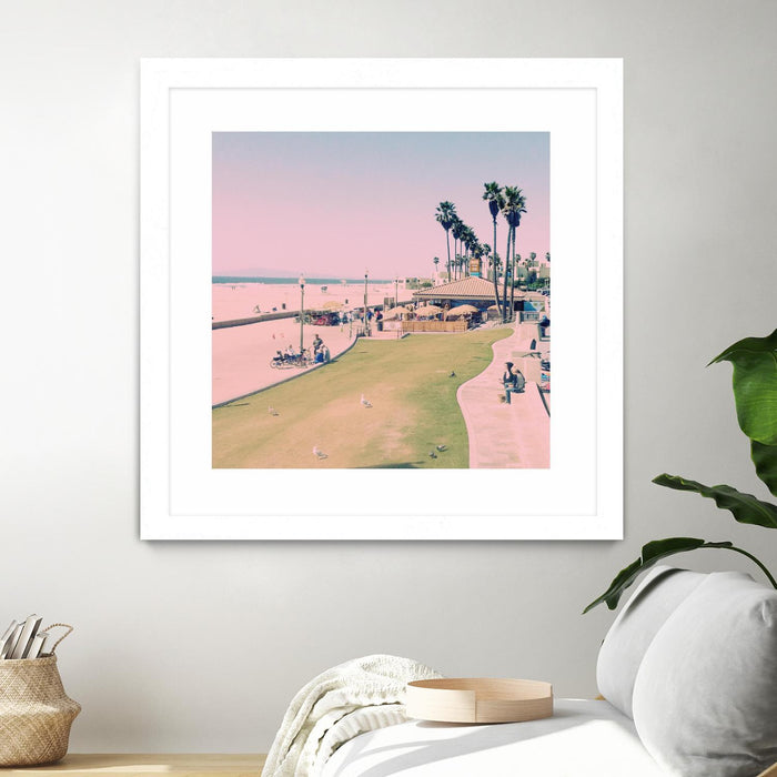 Œuvre d’art murale encadrée blanche et mate « Summer Days » 30 x 30