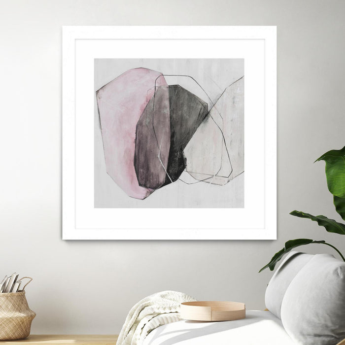 Œuvre d’art murale encadrée blanche et mate « Tickled With Pink » 30 x 30