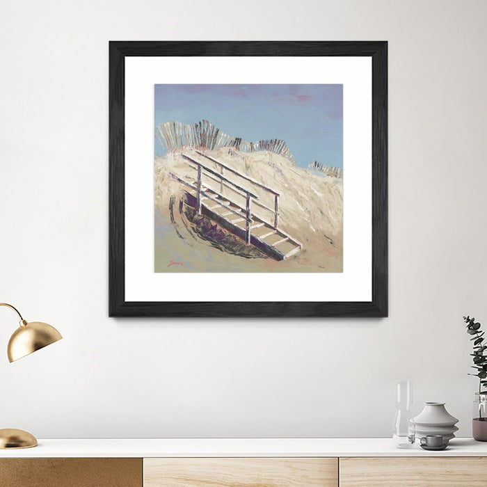 Œuvre d’art murale encadrée noire et mate « Beach Access » 30 x 30