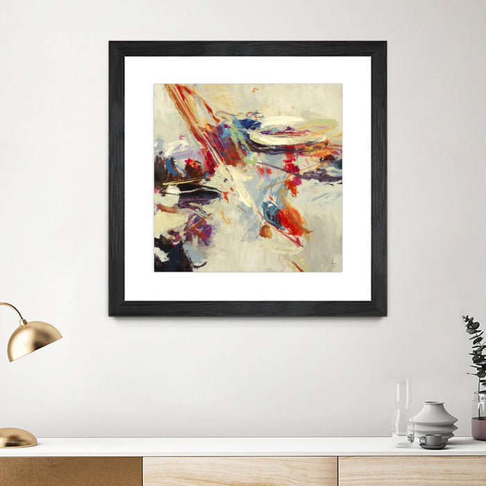 Œuvre d’art murale encadrée noire et mate « Positive Energy I » 30 x 30