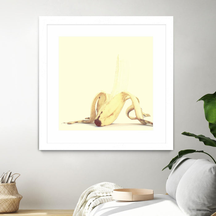 Œuvre d’art murale encadrée blanche et mate « Banada Honey Puff » 36 x 36