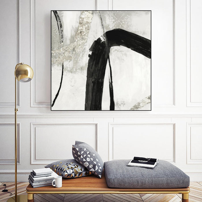 Œuvre d'art murale sur toile encadrée noire « Black Ink Ii » 20 x 20