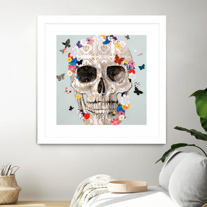 Œuvre d’art murale encadrée blanche et mate « Party Favor » 30 x 30
