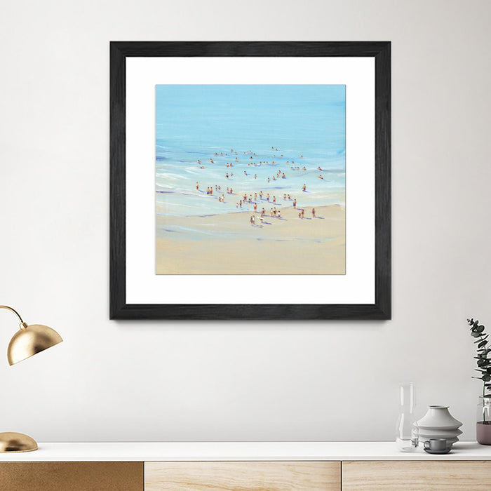Œuvre d’art murale encadrée noire et mate « Beach Day I » 30 x 30