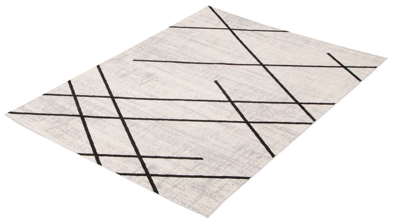 Carpette Damali ivoire et noire lavable à la machine - 8 pi 0 po x 10 pi 0 po