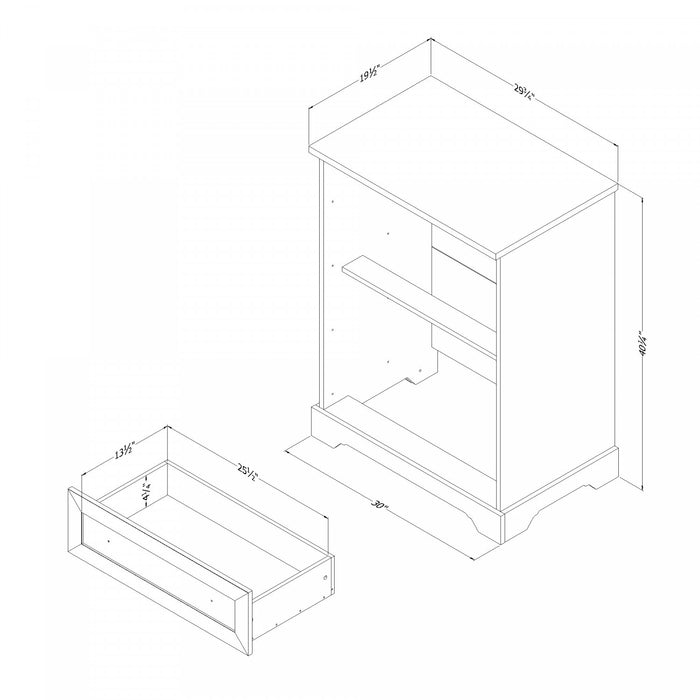 Commode verticale Hazen à 4 tiroirs - pin blanc