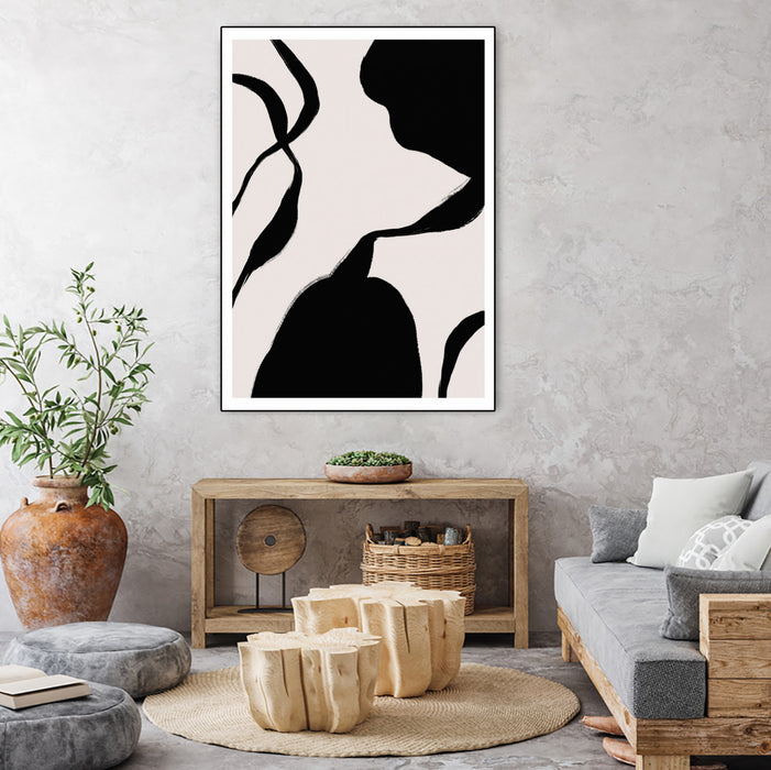 Œuvre d’art murale sur toile encadrée noire « Mouvement » 30 x 40