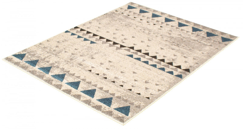Carpette Raja ivoire-bleu - 3 pi 11 pox 5 pi 7 po