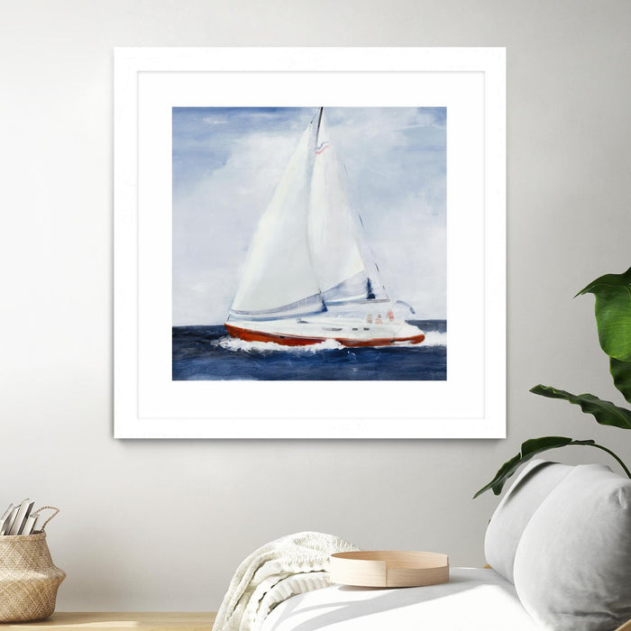 Œuvre d’art murale encadrée blanche et mate « Chasing The Sun » 36 x 36