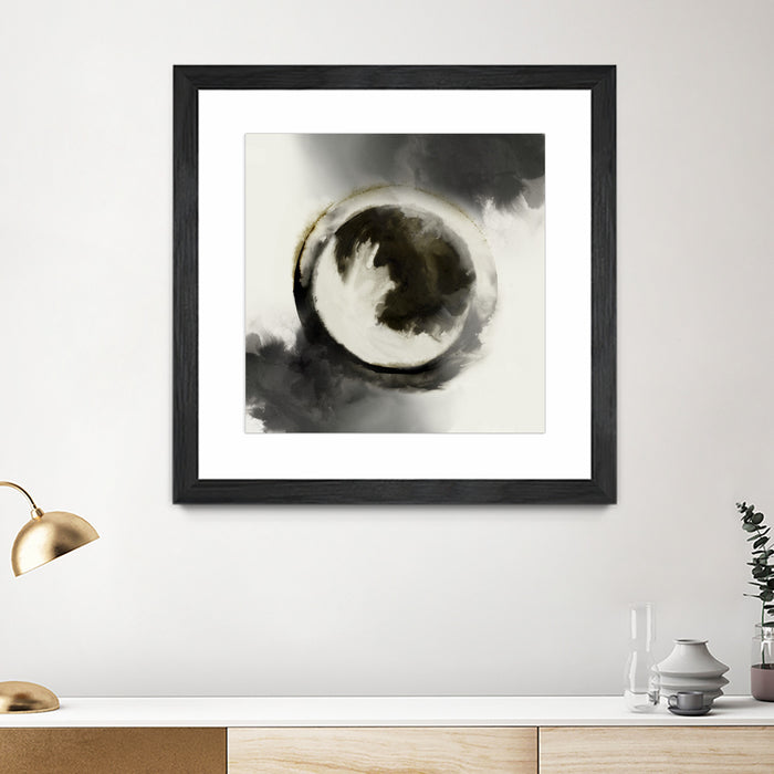 Œuvre d’art murale encadrée noire et mate « Smokey Circumference » 30 x 30