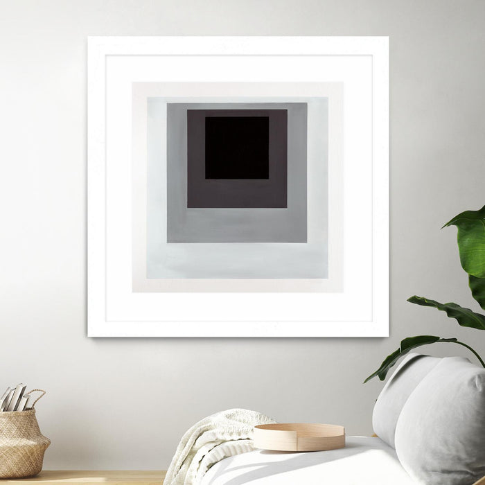 Œuvre d’art murale encadrée blanche et mate « Inside Box Thinker » 36 x 36