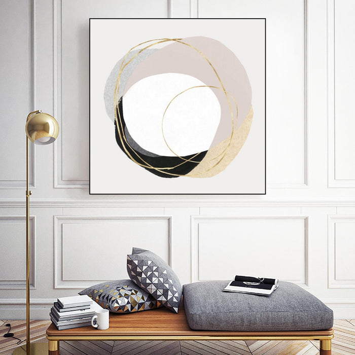 Œuvre d’art murale sur toile encadrée noire « Ring Of Gold Ii » 20 x 20