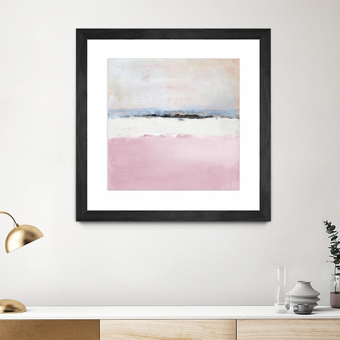 Œuvre d’art murale encadrée noire et mate « Pink Sea Abstract » 30 x 30