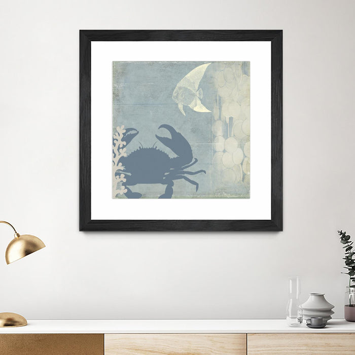 Œuvre d’art murale encadrée noire et mate « Ocean Life Ii » 30 x 30