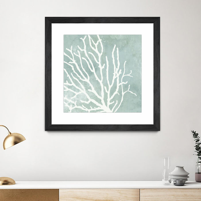 Œuvre d’art murale encadrée noire et mate « Sea Crown I » 36 x 36
