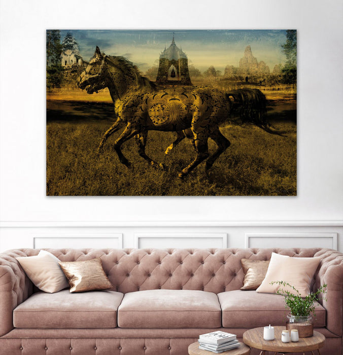 Œuvre d’art murale Giant Art « 2 Horses » 84 x 54