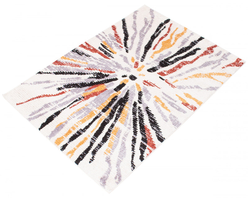 Carpette Paloma Sunburst noireblanche - 8 pi 0 po x 10 pi 0 po