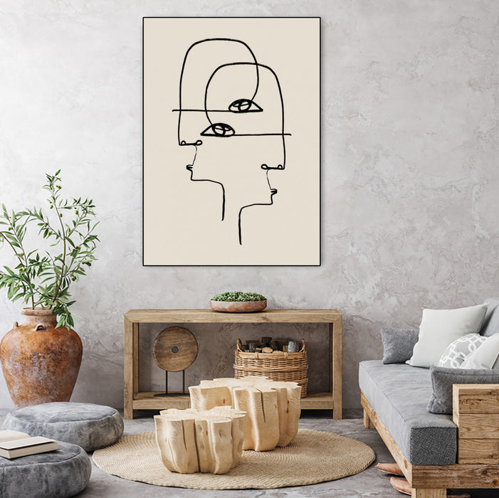 Œuvre d’art murale sur toile encadrée noire « Faces » 18 x 24