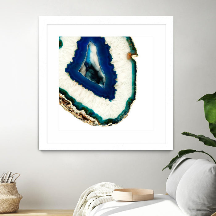 Œuvre d’art murale encadrée blanche et mate « Mediterranean Agate A » 36 x 36