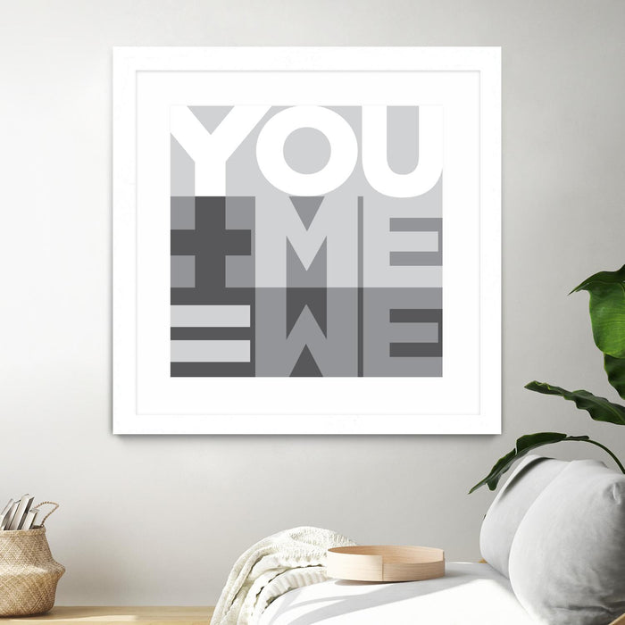 Œuvre d’art murale encadrée noire et mate « You Me We I » 30 x 30