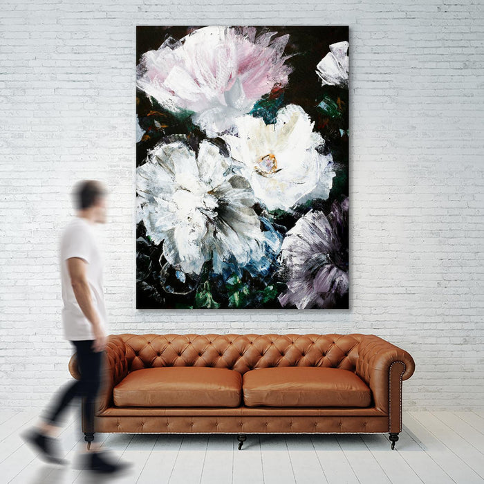 Œuvre d’art murale Giant Art « Soft Hue Flowers » 72 x 54