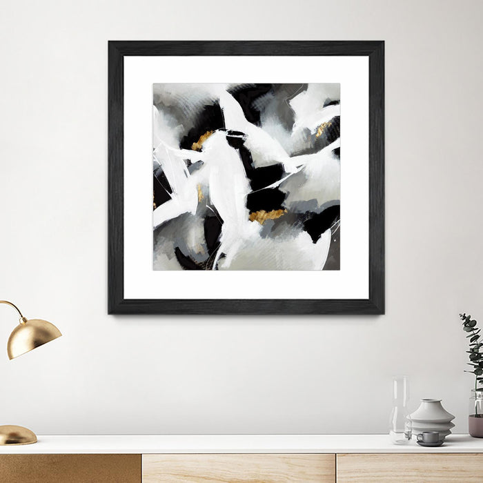 Œuvre d’art murale encadrée noire et mate « Driven To Dig In » 30 x 30