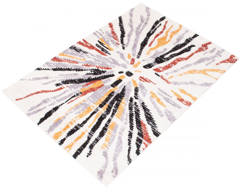 Carpette Paloma Sunburst noireblanche - 5 pi 3 po x 7 pi 3 po