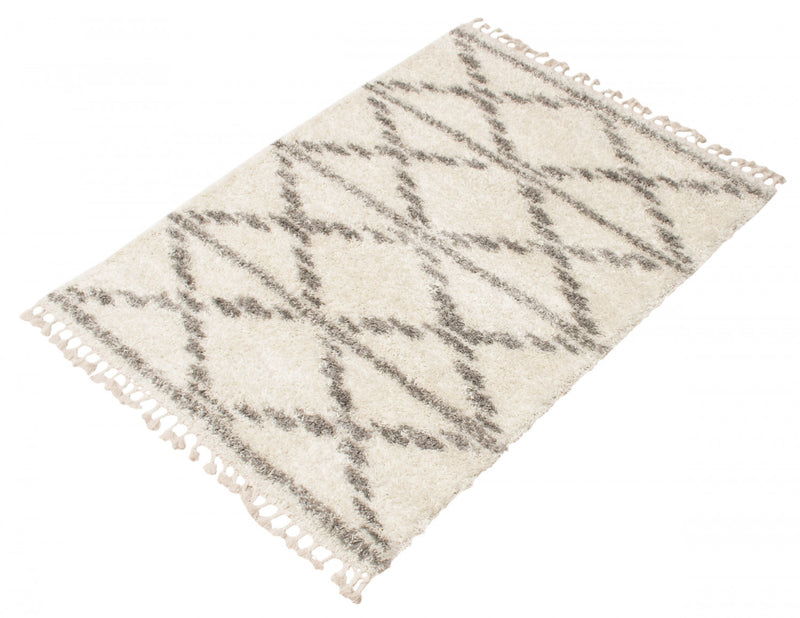 Carpette à poil long Helma Liv crème 3 pi 11 po x 5 pi 11 po