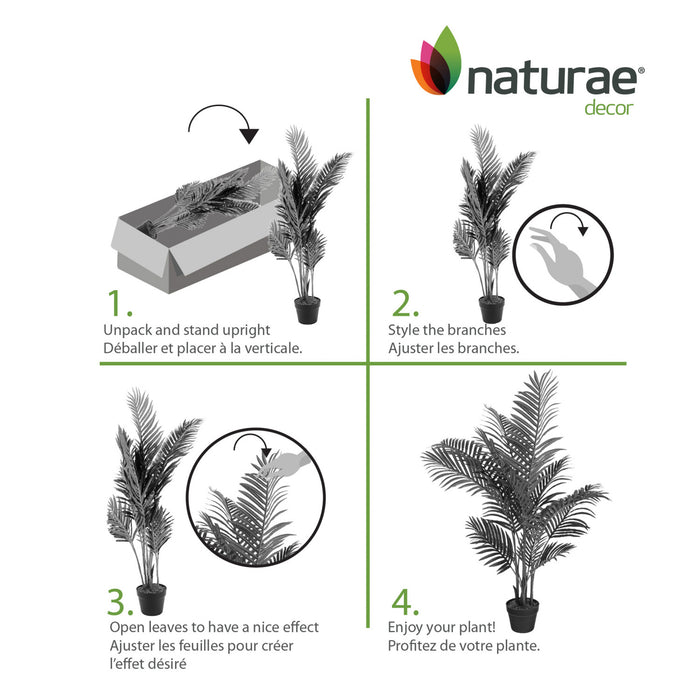 Palmier areca artificiel de 43 po en pot noir