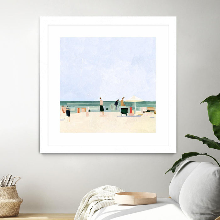 Œuvre d’art murale encadrée blanche et mate « Family Vacation I » 36 x 36