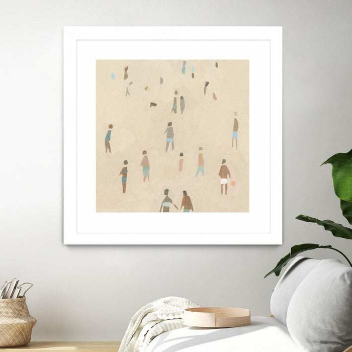 Œuvre d’art murale encadrée blanche et mate « Beach Goer Iv » 36 x 36