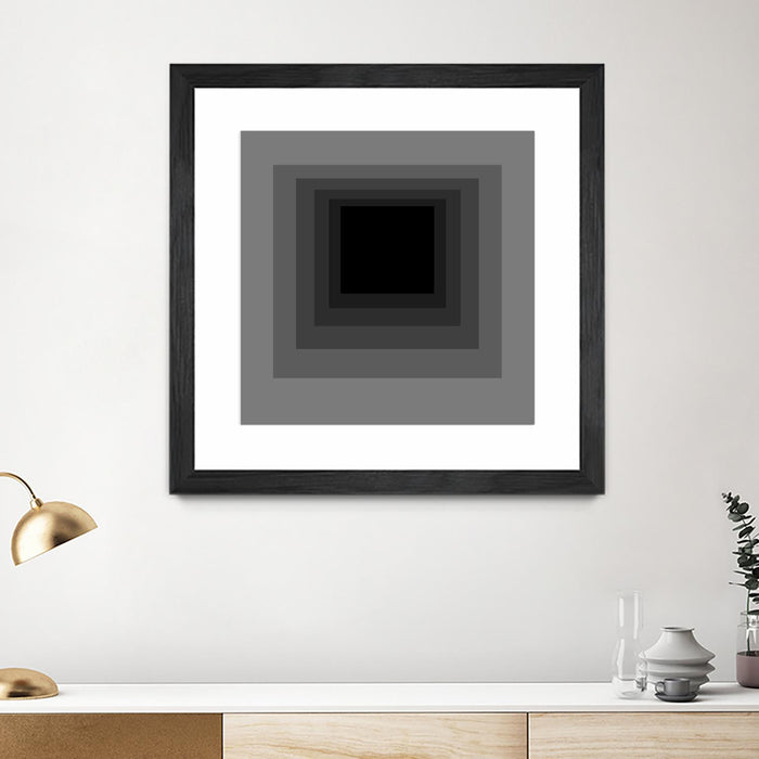 Œuvre d’art murale encadrée noire et mate « After Josef A » 36 x 36