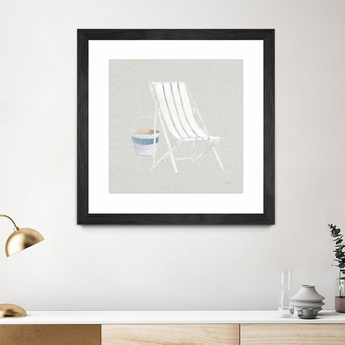 Œuvre d’art murale encadrée noire et mate « Serene Seaside Iii Tan » 36 x 36