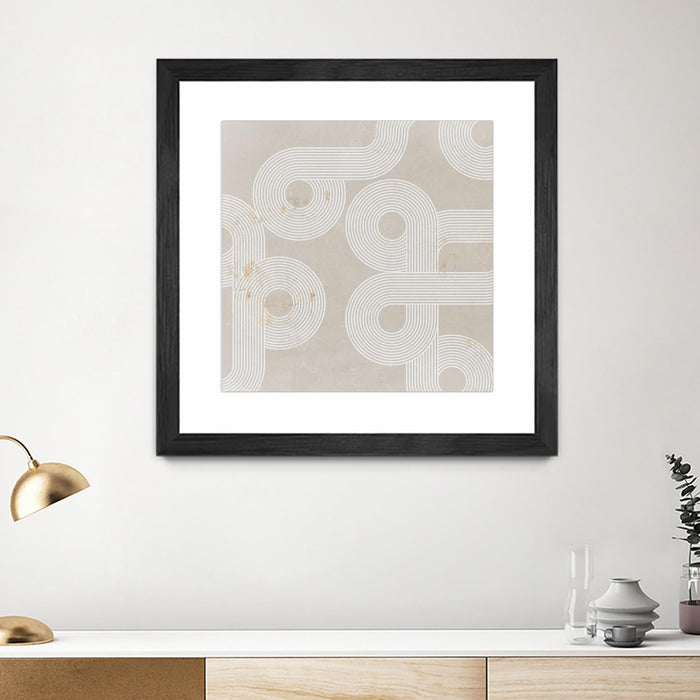 Œuvre d’art murale encadrée noire et mate « Fluxus I » 36 x 36