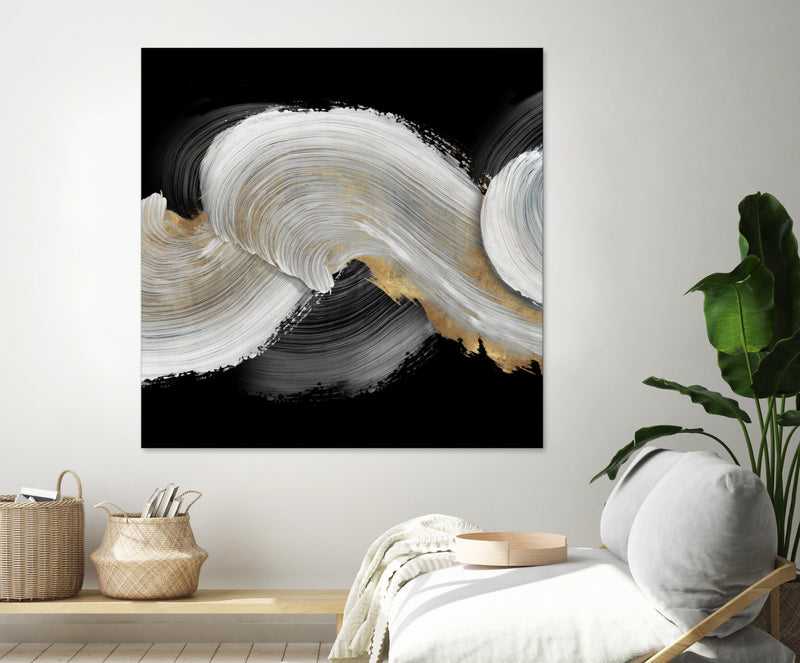 Œuvre d’art murale Giant Art « White Swirls » 72 x 72