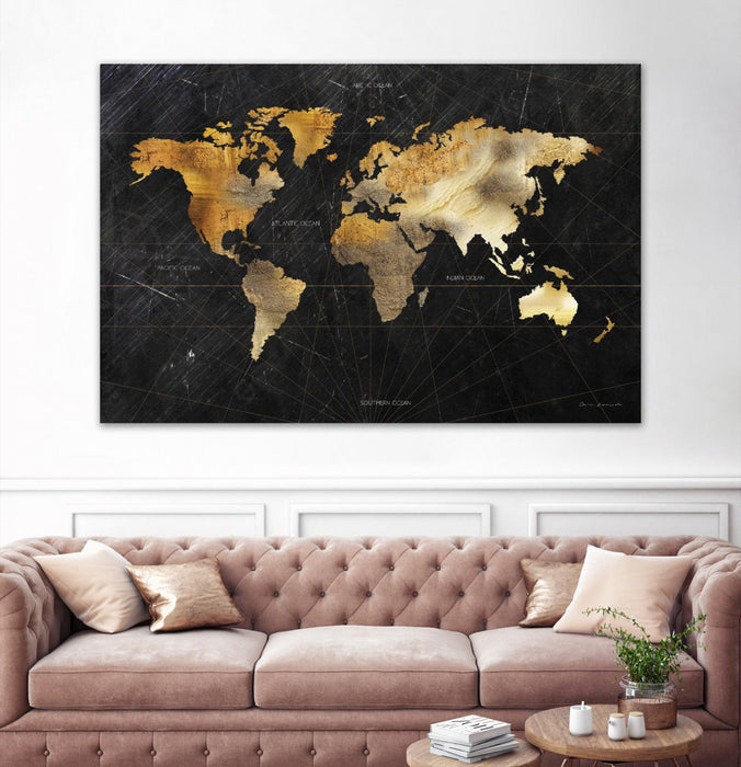 Œuvre d’art murale Giant Art « Dramatic World Map » 84 x 54